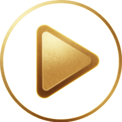 Goldenes Play-Button-Logo als Symbol f&uuml;r den Spieleentwickler Play'n GO