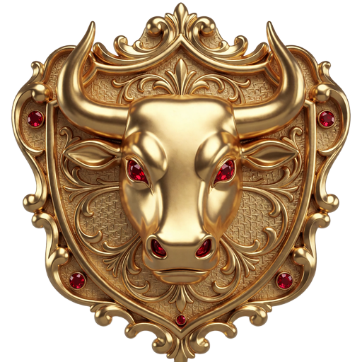 Goldenes Stierkopf-Wappen mit Rubinaugen als Symbol des Casina VIP-Programms