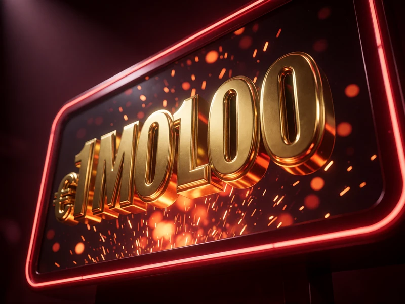 Leuchtender progressiver Jackpot-Z&auml;hler mit goldenen Millionen-Ziffern im dunklen Casino
