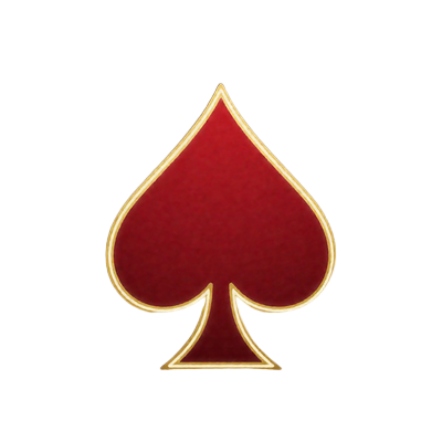 Karmesinrotes Pik-Symbol mit Gold-Neon als Logo des Studios KA Gaming